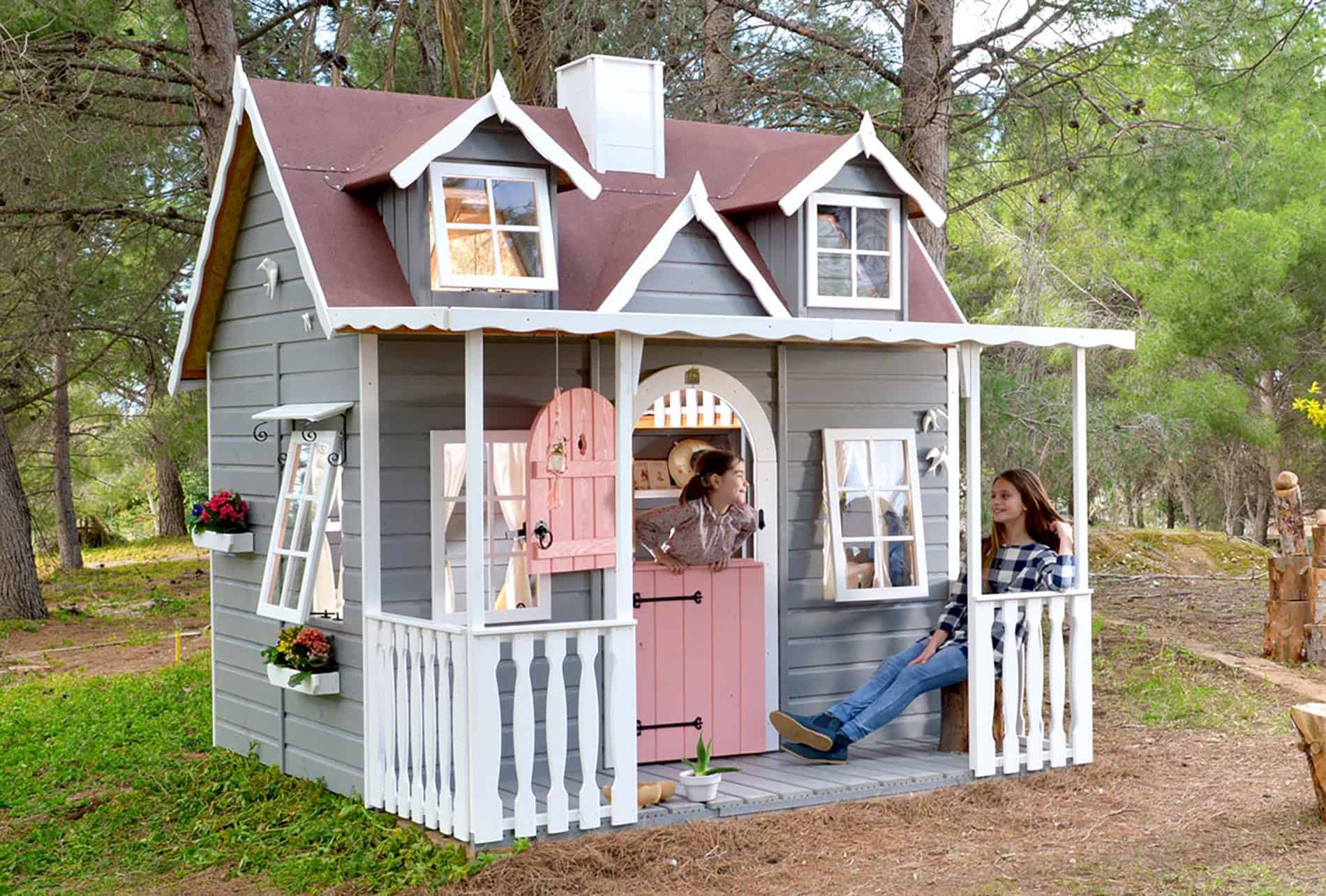 Maison de jardin enfant extérieur - Cabane en Bois avec plateforme