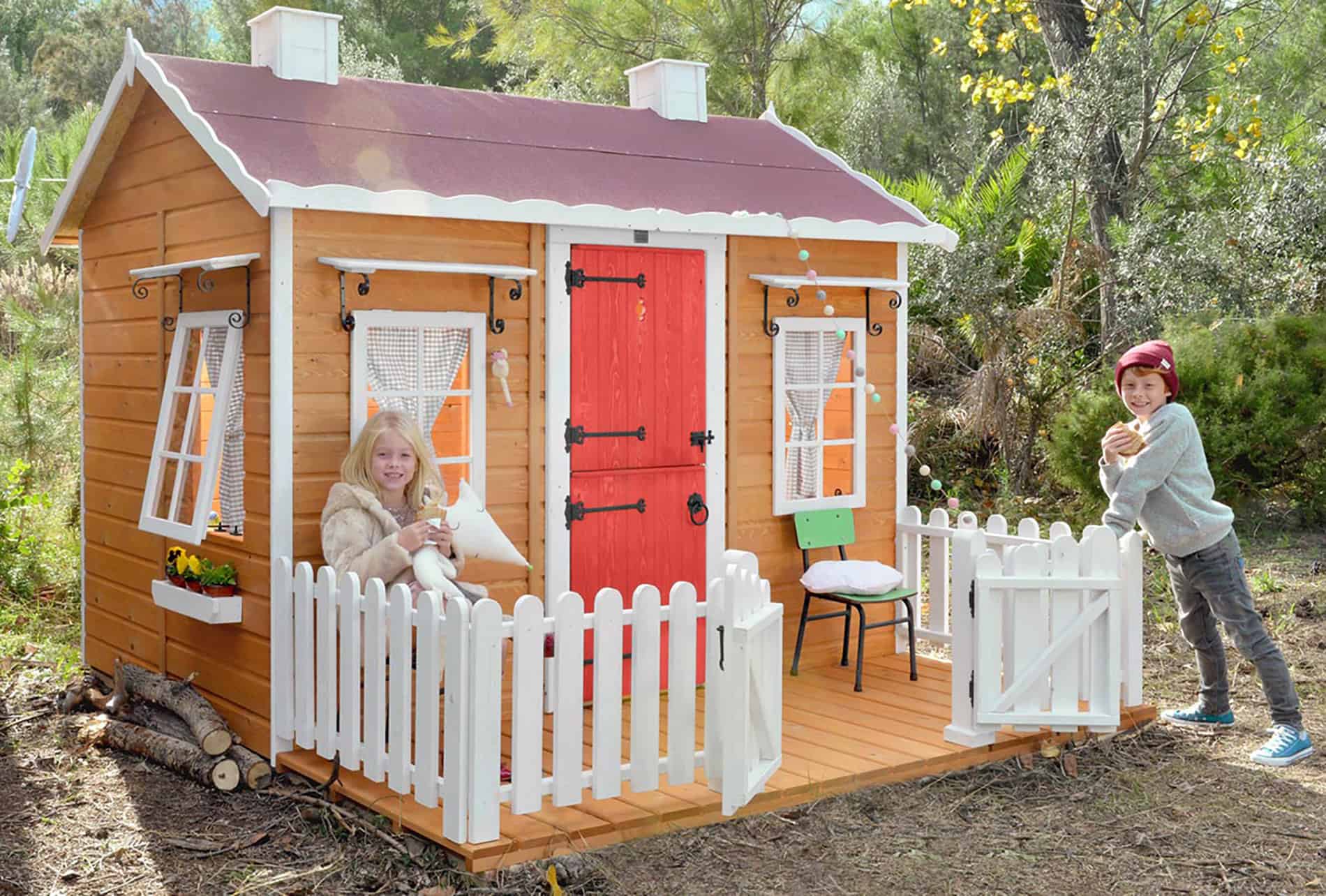 Maison de jardin enfant extérieur - cabane en bois avec plancher